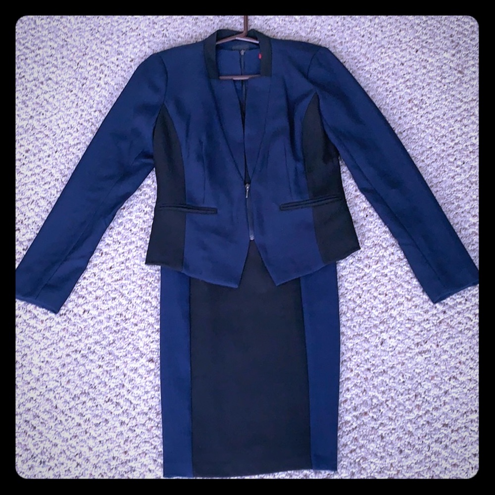XOXO Black & Navy Dress with Blazer, Size 1/2